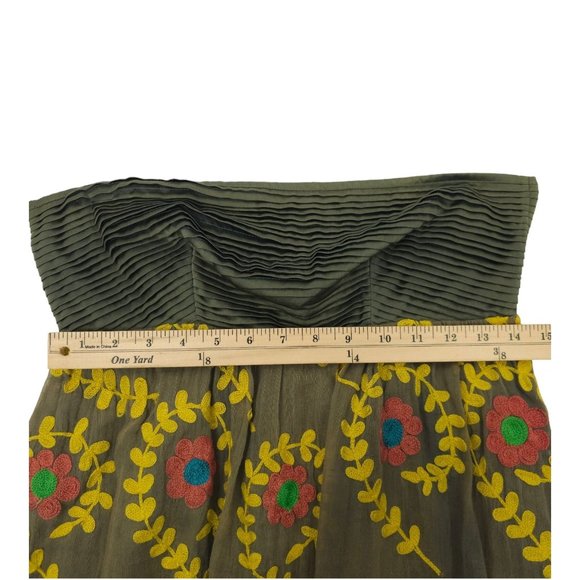 Nikka Strapless Floral Embroidered Top Mini Dress Womens Size 4 Side Zip - Picture 4 of 16